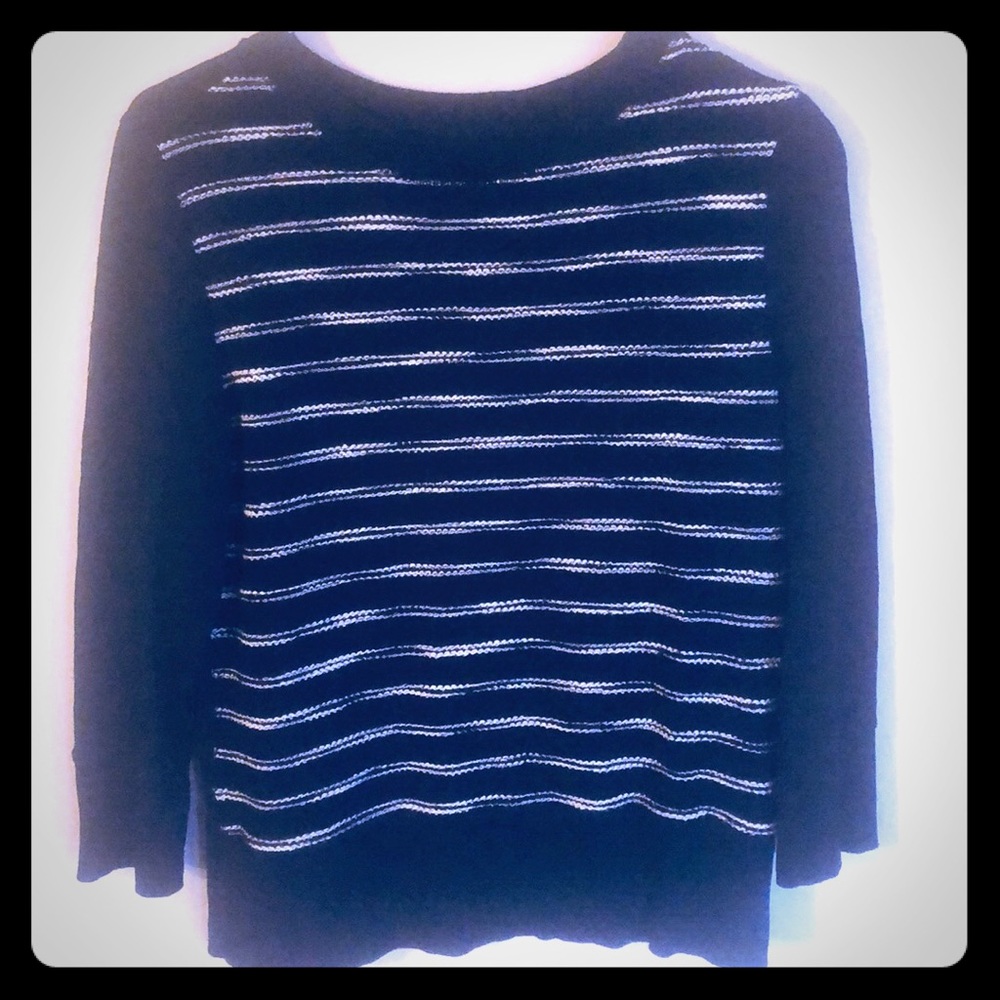 Sale⭐️Lou & Grey Black and White Striped Sweater
